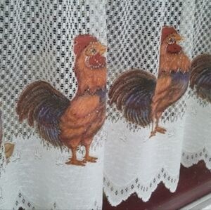 Vintage Rooster And Chic Long Drape Fabric